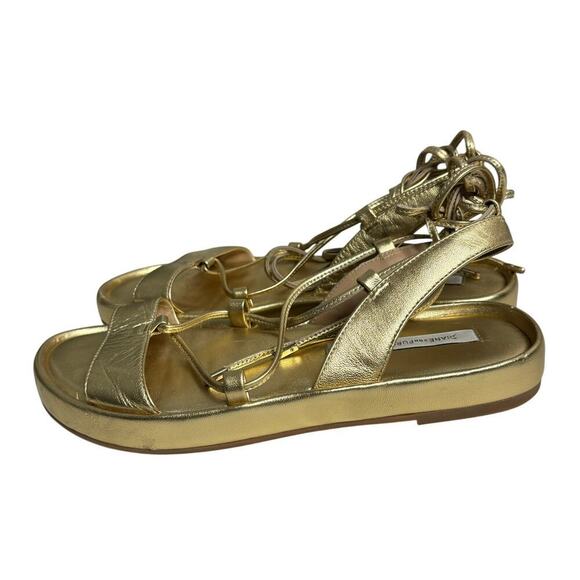 Diane von Furstenberg Susie Metallic Sandal Gold Size 7 - Picture 3 of 7